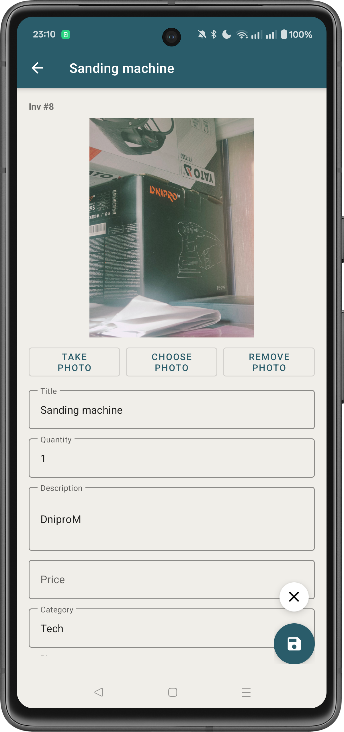 Editing a thing with photo and category